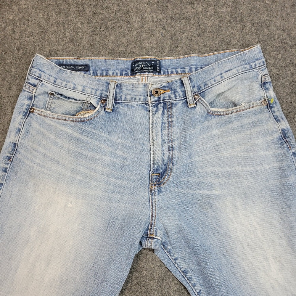 Lucky Brand Jeans Mens 36x30 Blue Denim Y2k Streetwear 221 Original Straight Leg - Picture 5 of 14